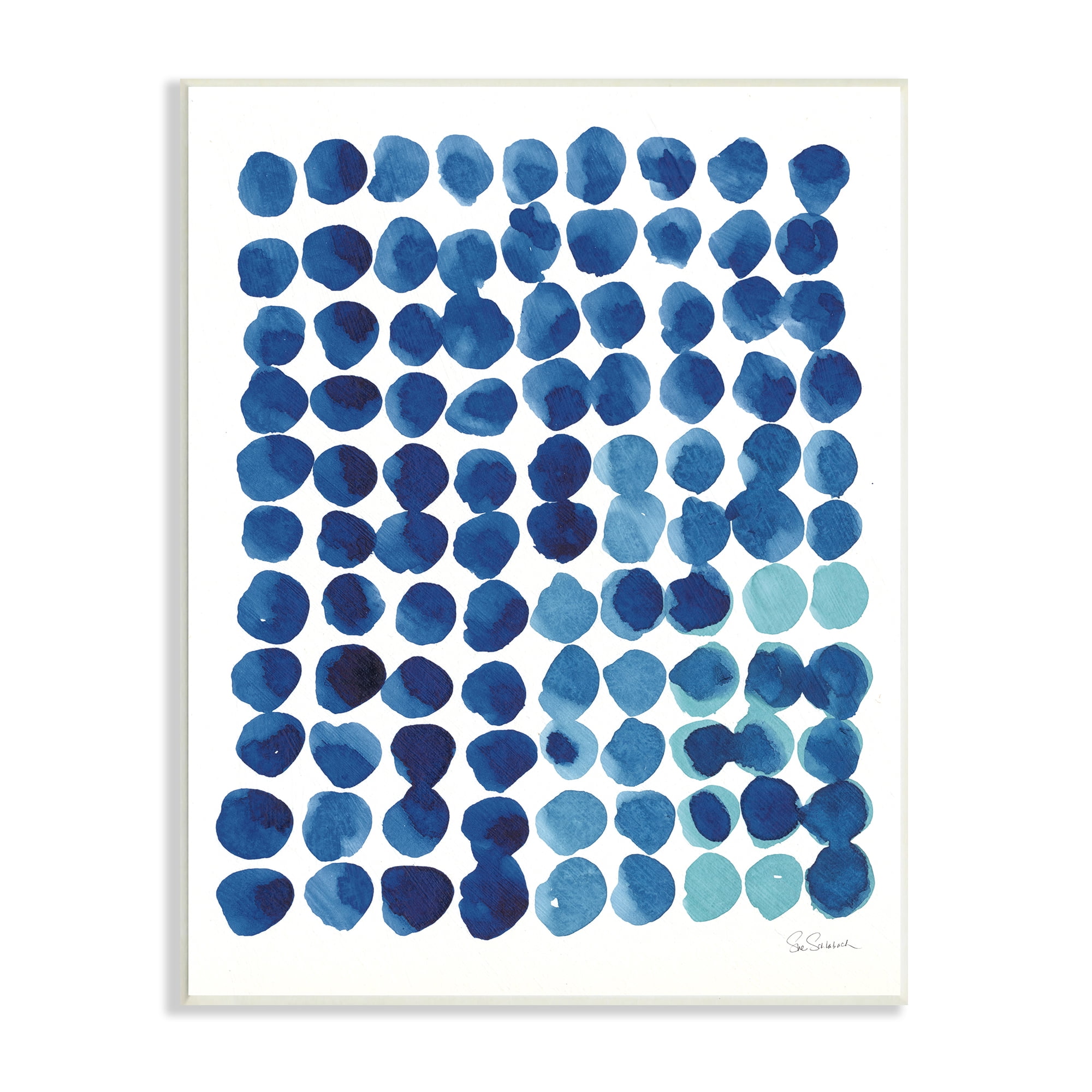 Stupell Industries Blue Polka Dot Pattern Circle Shape Grid Watercolor, 13 x 19, Design by Sue Schlabach