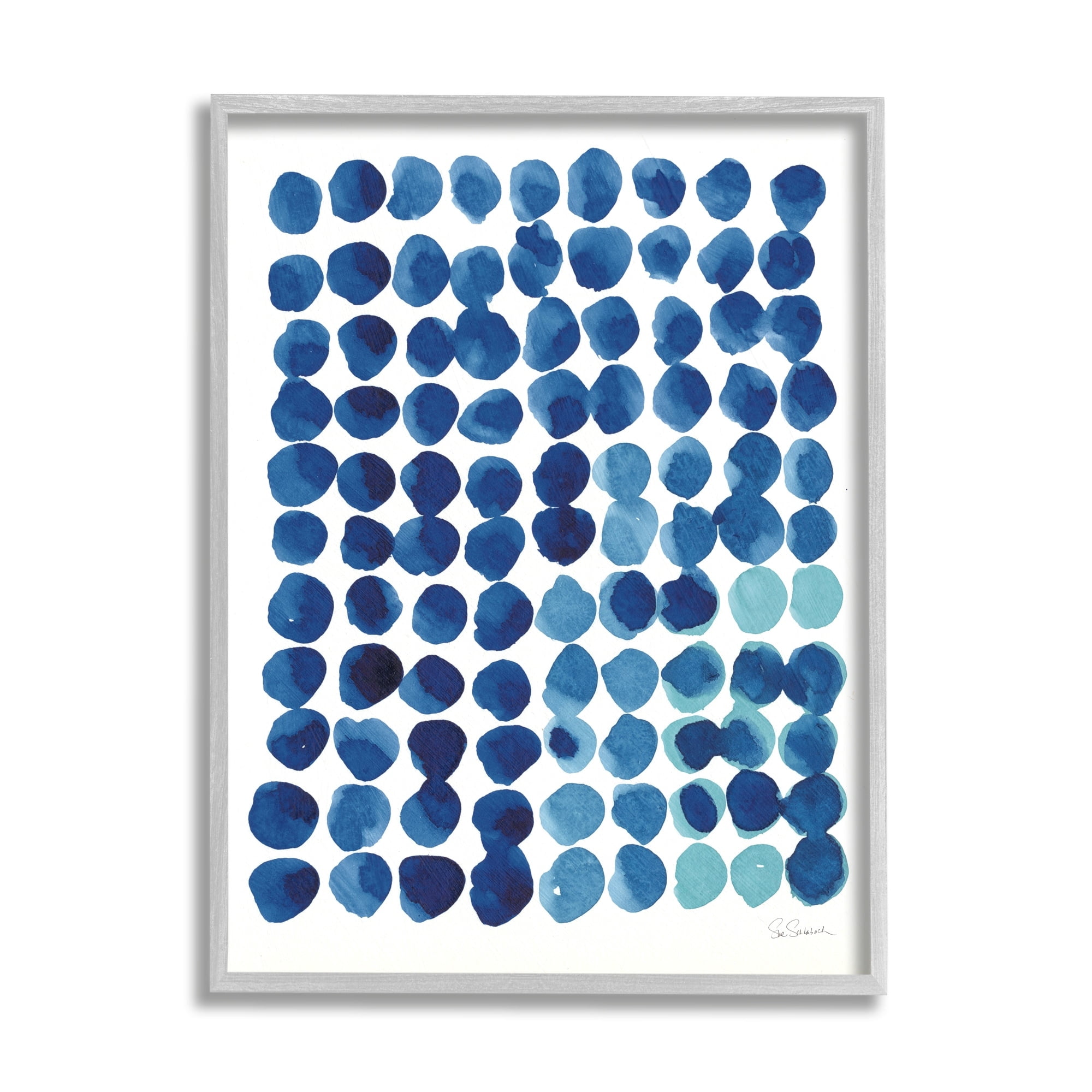 Stupell Industries Blue Polka Dot Pattern Circle Shape Grid Watercolor, 16 x 20, Design by Sue Schlabach