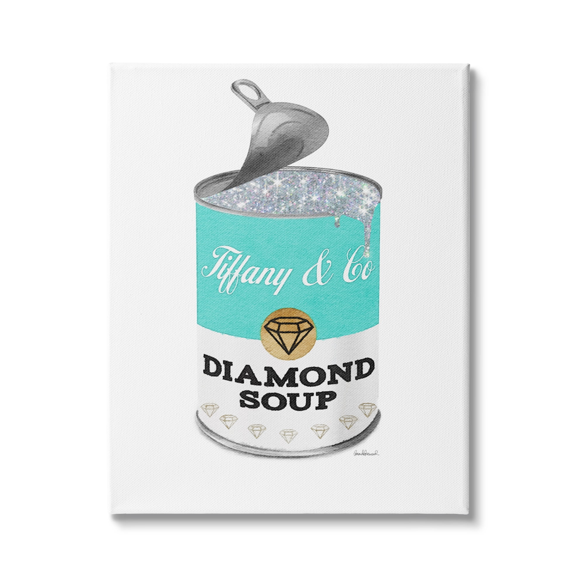 Stupell Industries Blue Pop Fashion Condensed Soup Glam Open Lid, 36 x 48, Design by Amanda Greenwood