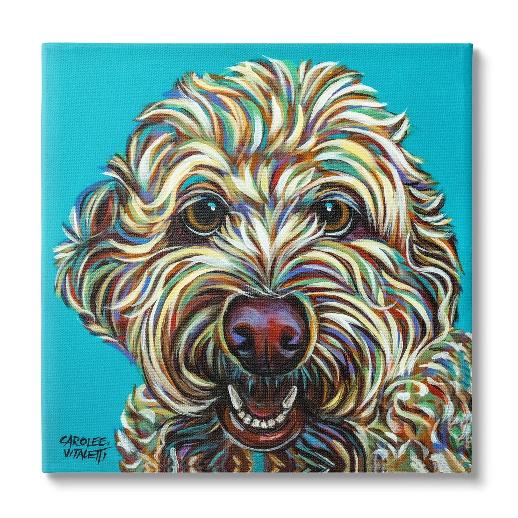 Stupell Industries Blue Pop Style Bright Bold Shaggy Dog Portrait, 17 x 17, Design by Carolee Vitaletti