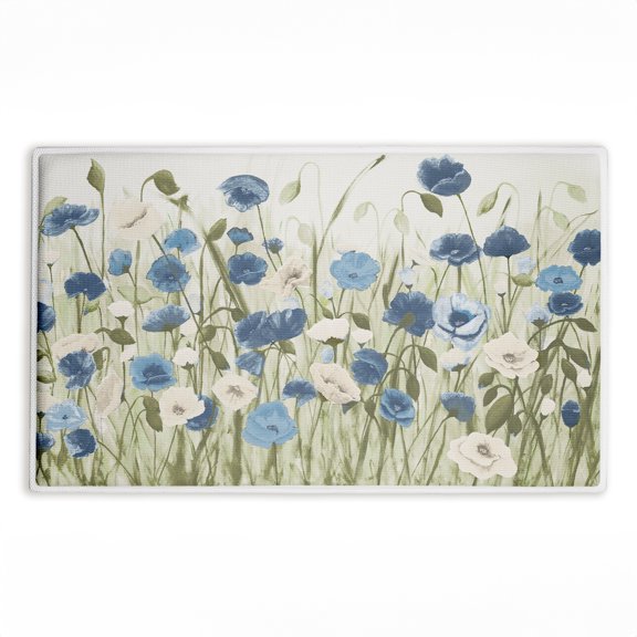 Stupell Industries Blue Poppy Garden Printed Plush Bath Mat and Bath Rug, design by Kelly Elizabeth, 18"x30"