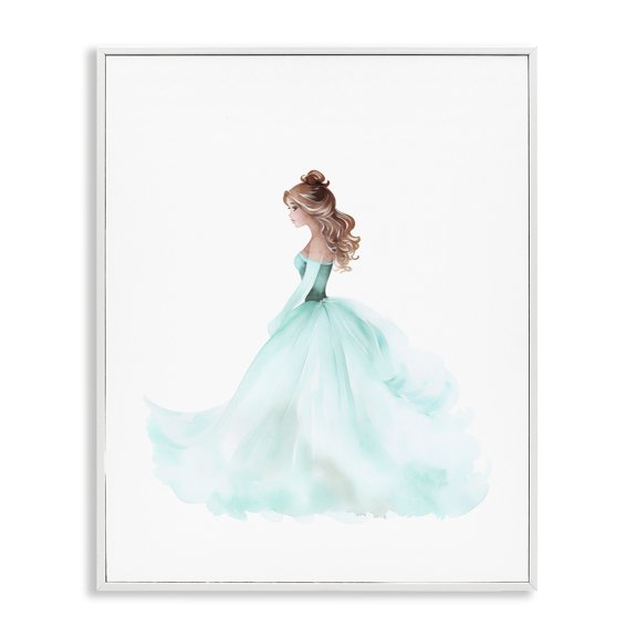 Stupell Industries Blue Princess Ballgown White Framed Giclee Art, design by Christine Simpson Art