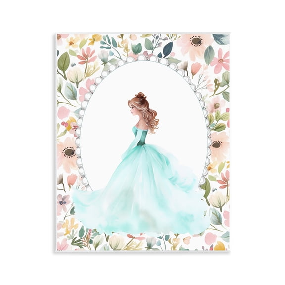 Stupell Industries Blue Princess with Pearl Border Wall Plaque Art, design by Christine Simpson Art