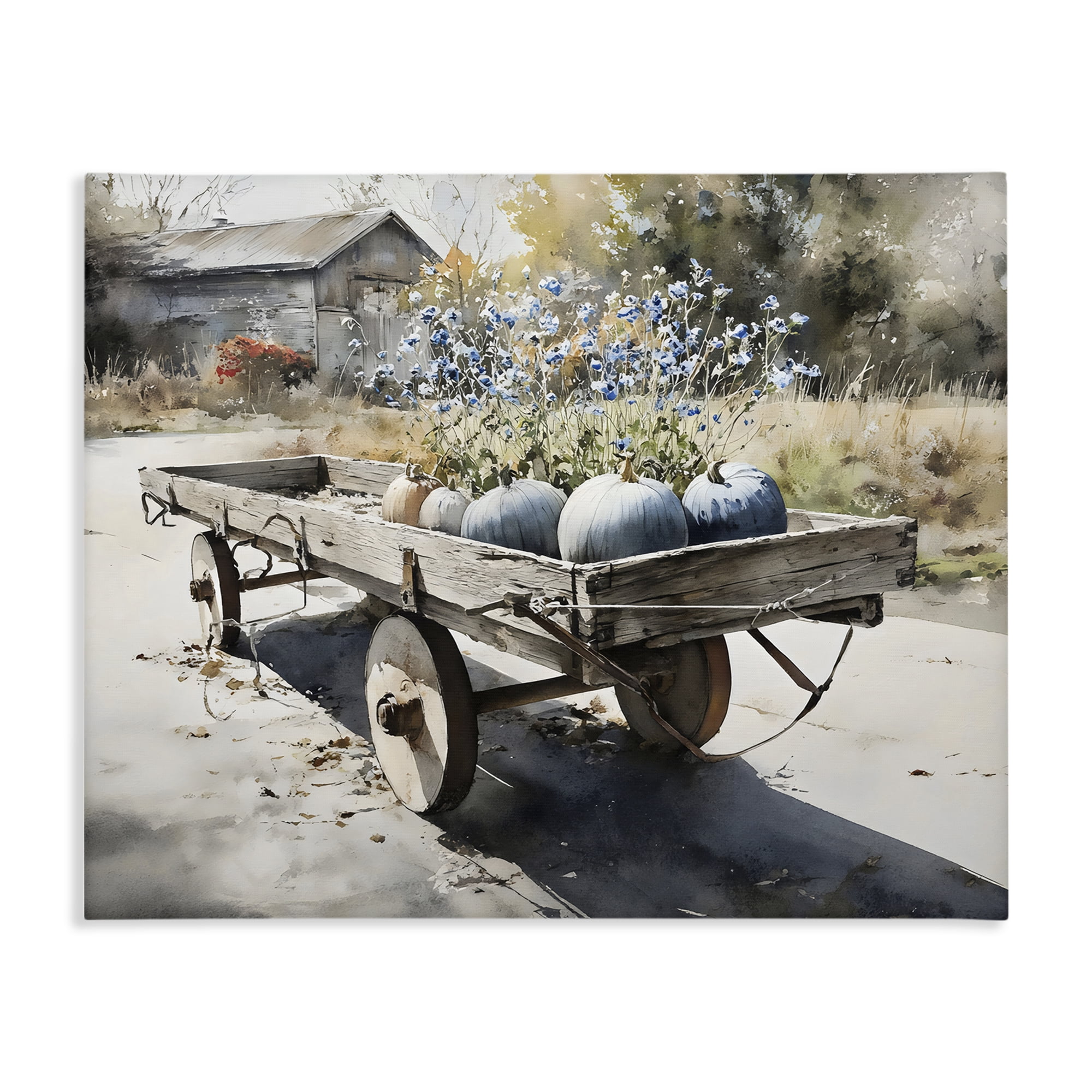 Stupell Industries Blue Pumpkin Wagon in Sunlight Canvas Wall Art, design by Franklyn Gregory