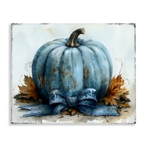 Blue Pumpkin With Bow Canvas Art, 20 x 16, Made In USA