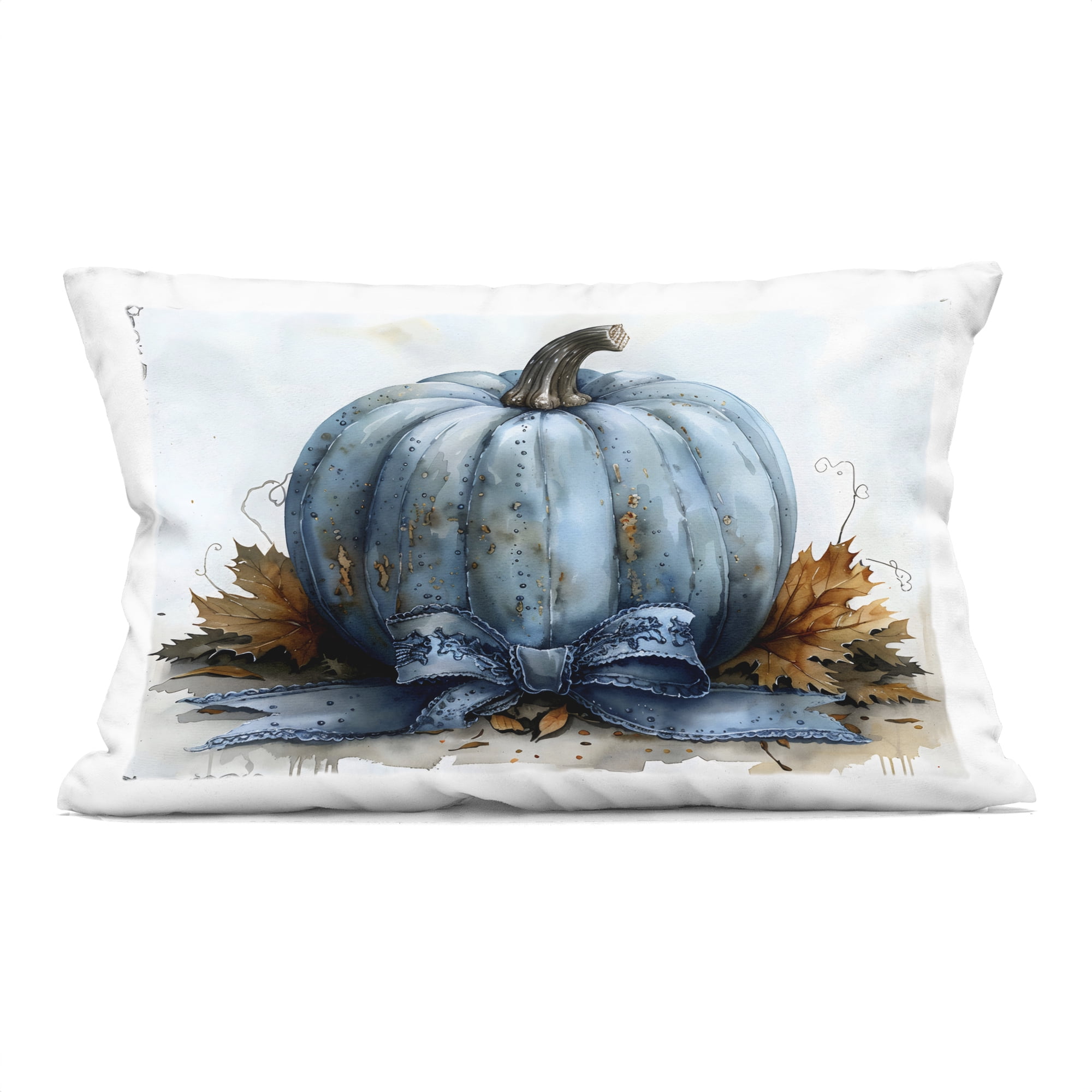 Stupell Industries Blue Pumpkin with Bow Decorative Printed Throw Pillow, design by Creative Studio