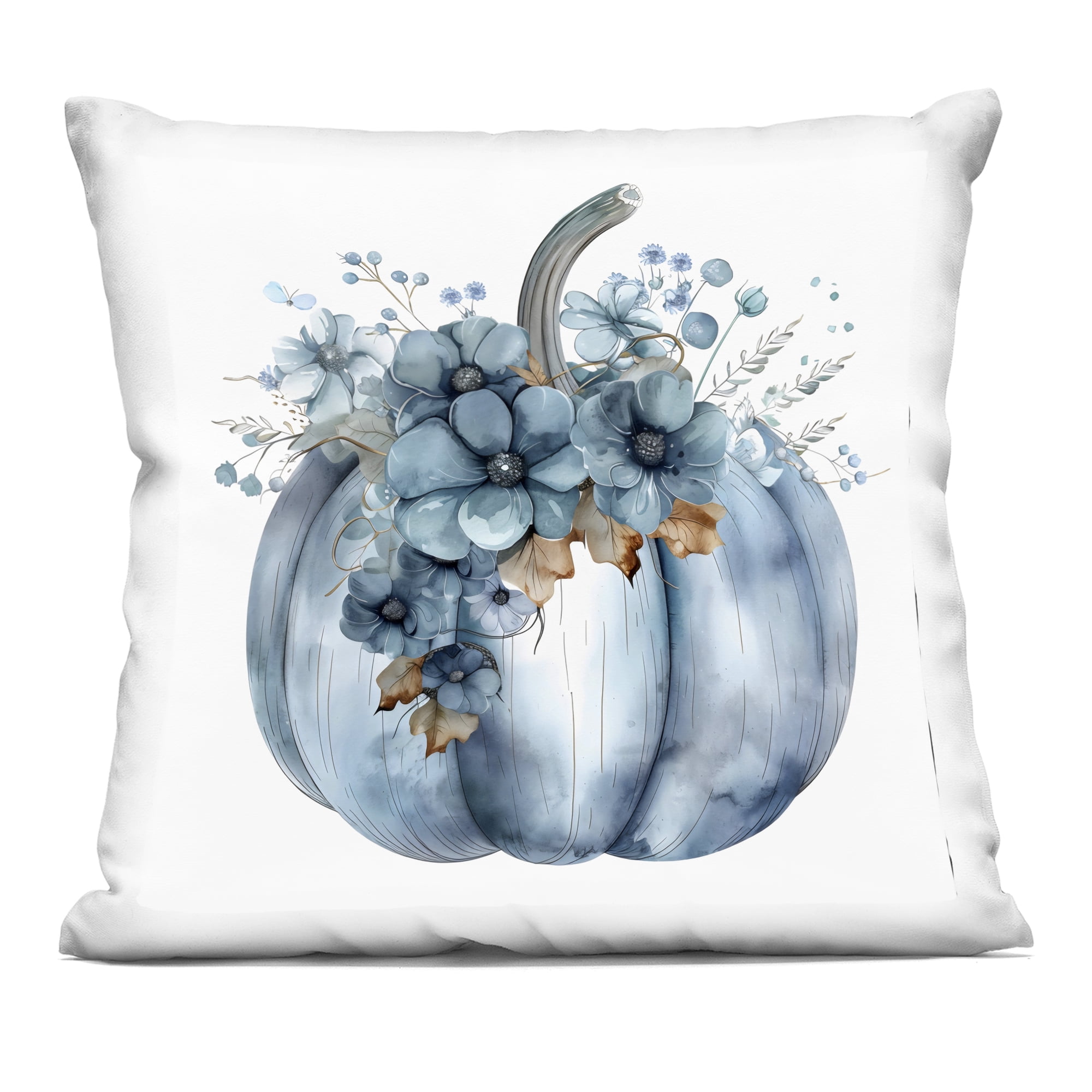 Stupell Industries Blue Pumpkin with Flowers Decorative Printed Throw Pillow, design by Creative Studio