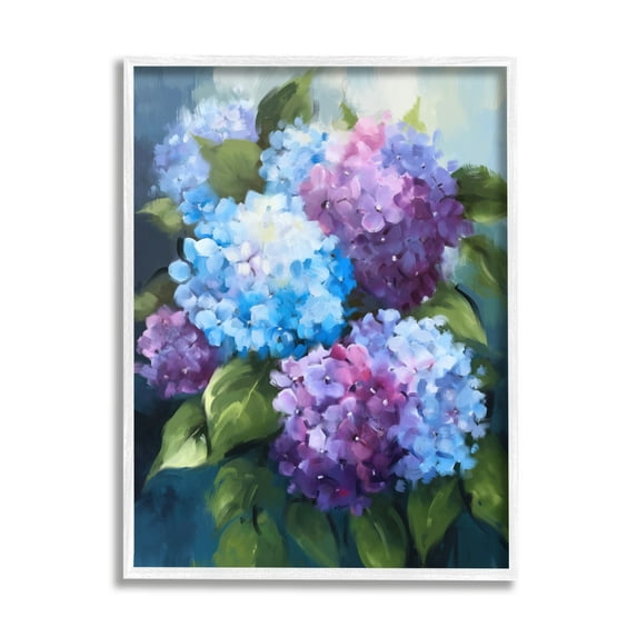 Stupell Industries Blue & Purple Hydrangeas Botanical & Floral Painting White Framed Art Print Wall Art, 11 x 14