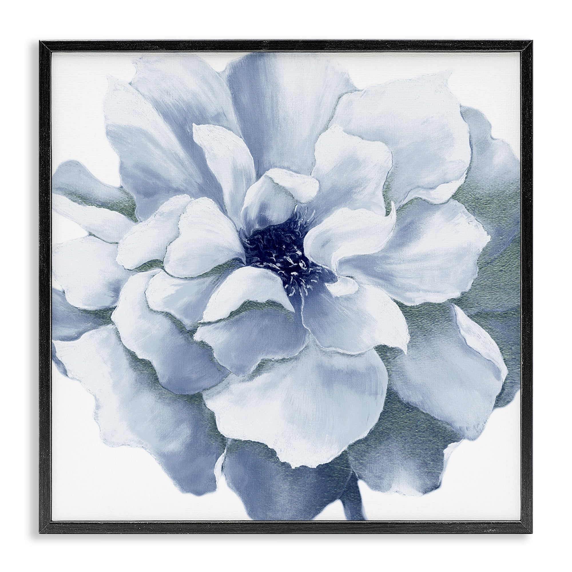 Stupell Industries Blue Radiant Bloom Botanical & Floral Painting Black Framed Art Print Wall Art, 17 x 17