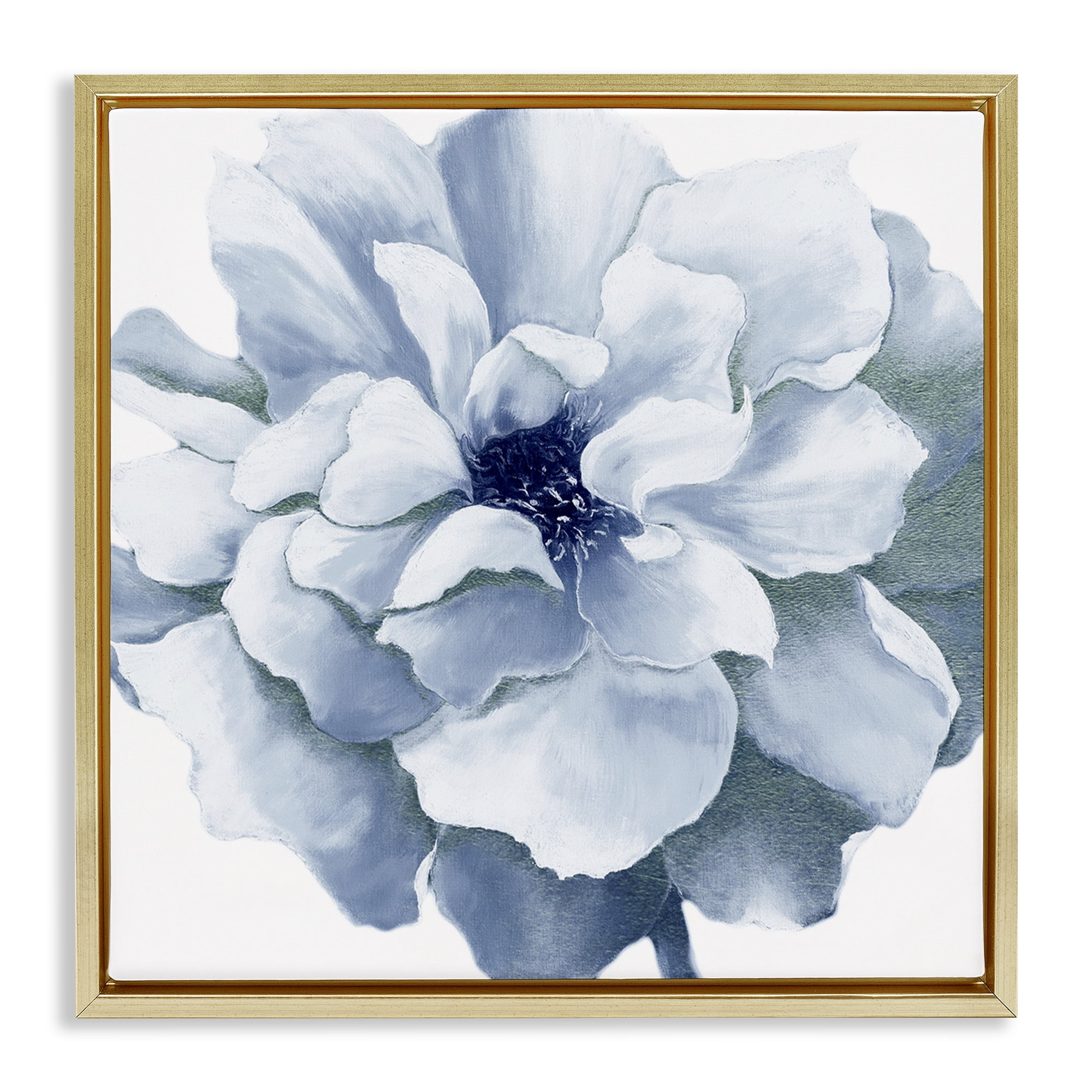 Stupell Industries Blue Radiant Bloom Botanical & Floral Painting Gold Floater Framed Art Print Wall Art, 25 x 25
