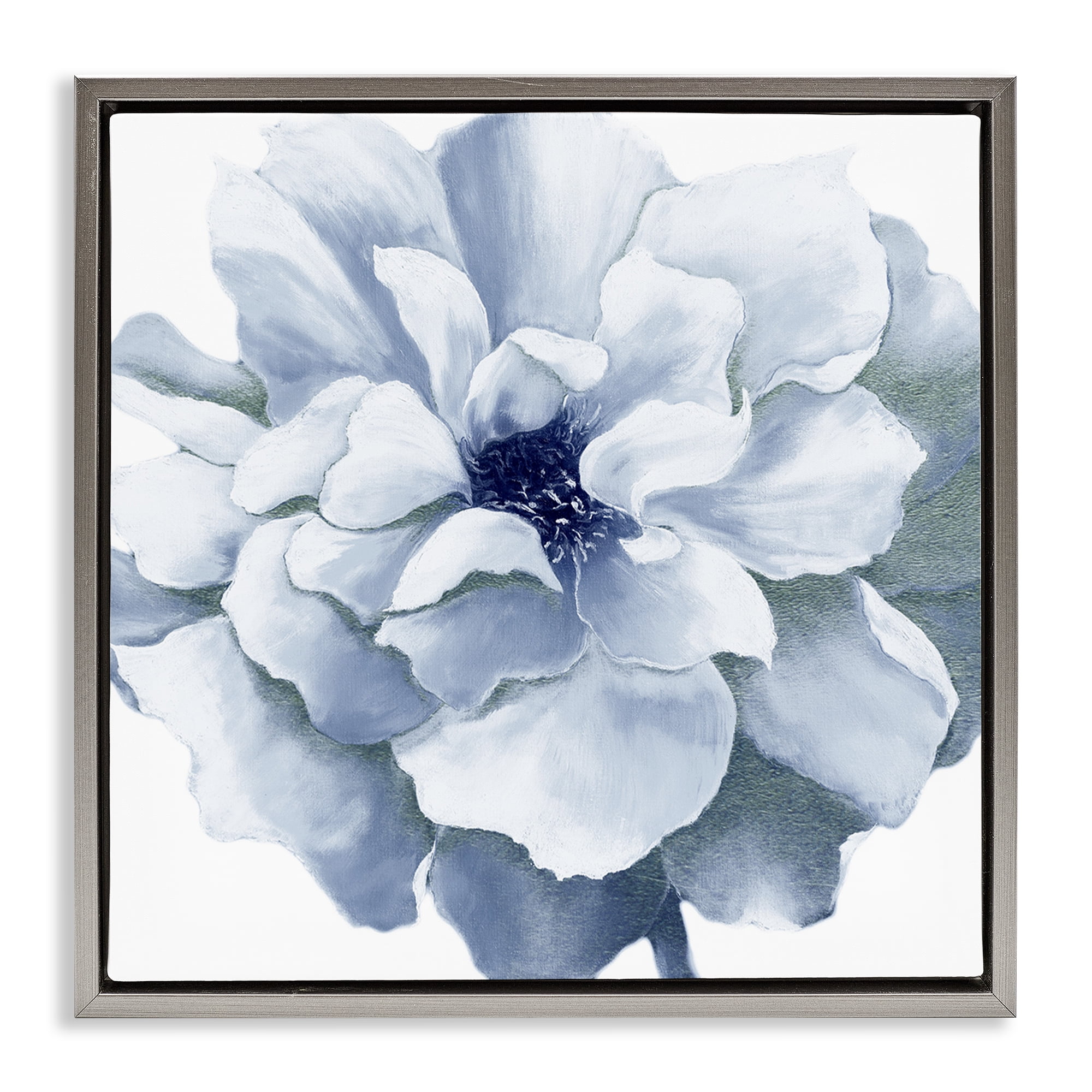 Stupell Industries Blue Radiant Bloom Botanical & Floral Painting Gray Floater Framed Art Print Wall Art, 25 x 25