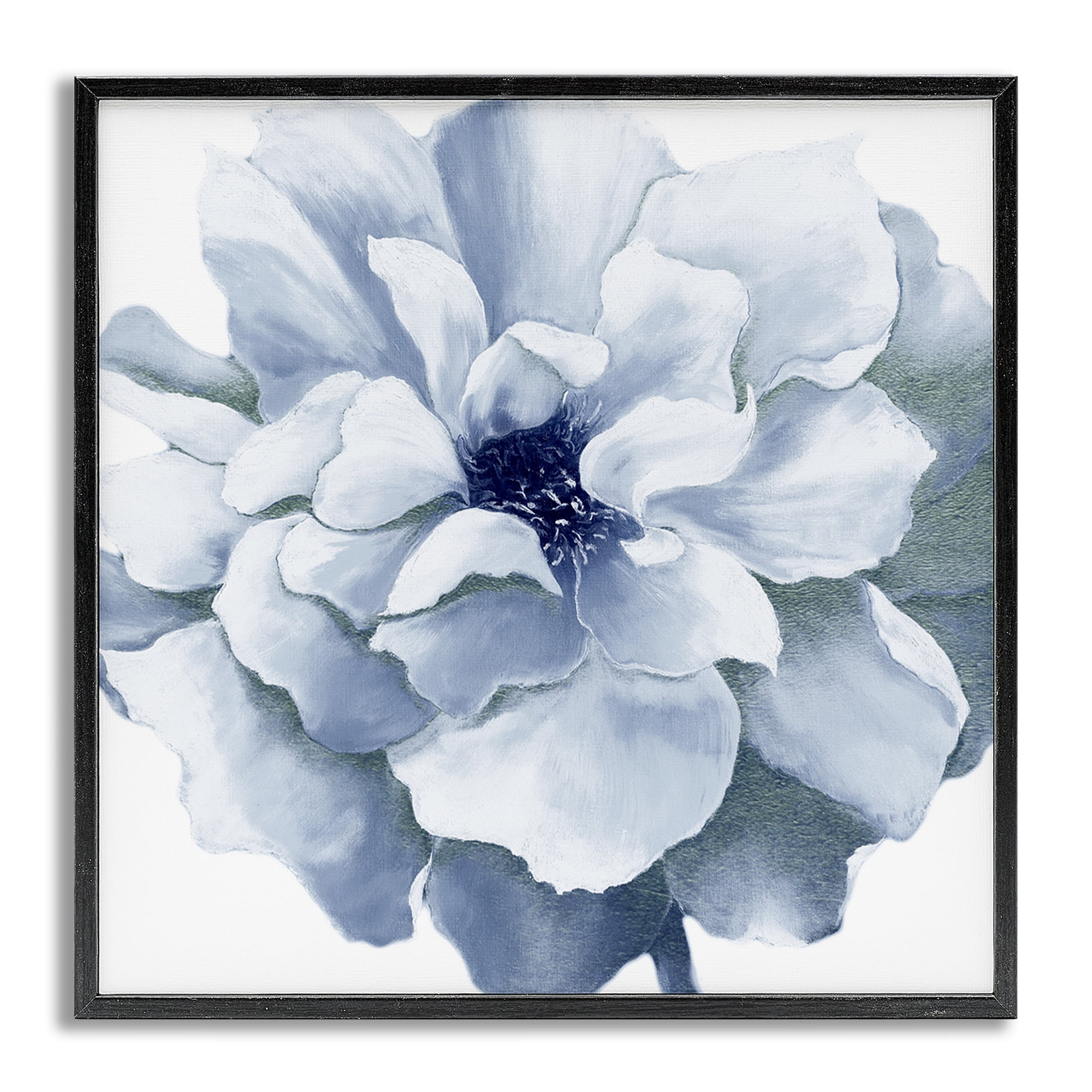 Stupell Industries Blue Radiant Bloom Botanical & Floral Painting Gray Framed Art Print Wall Art, 12 x 12