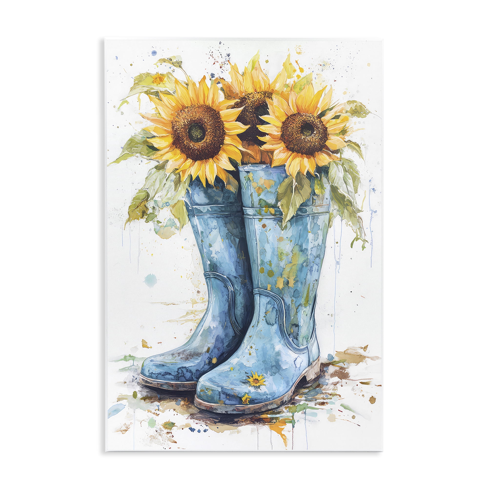 Stupell Industries Blue Rain Boots & Sunflowers Wall Plaque Art, design by Tina LeCour