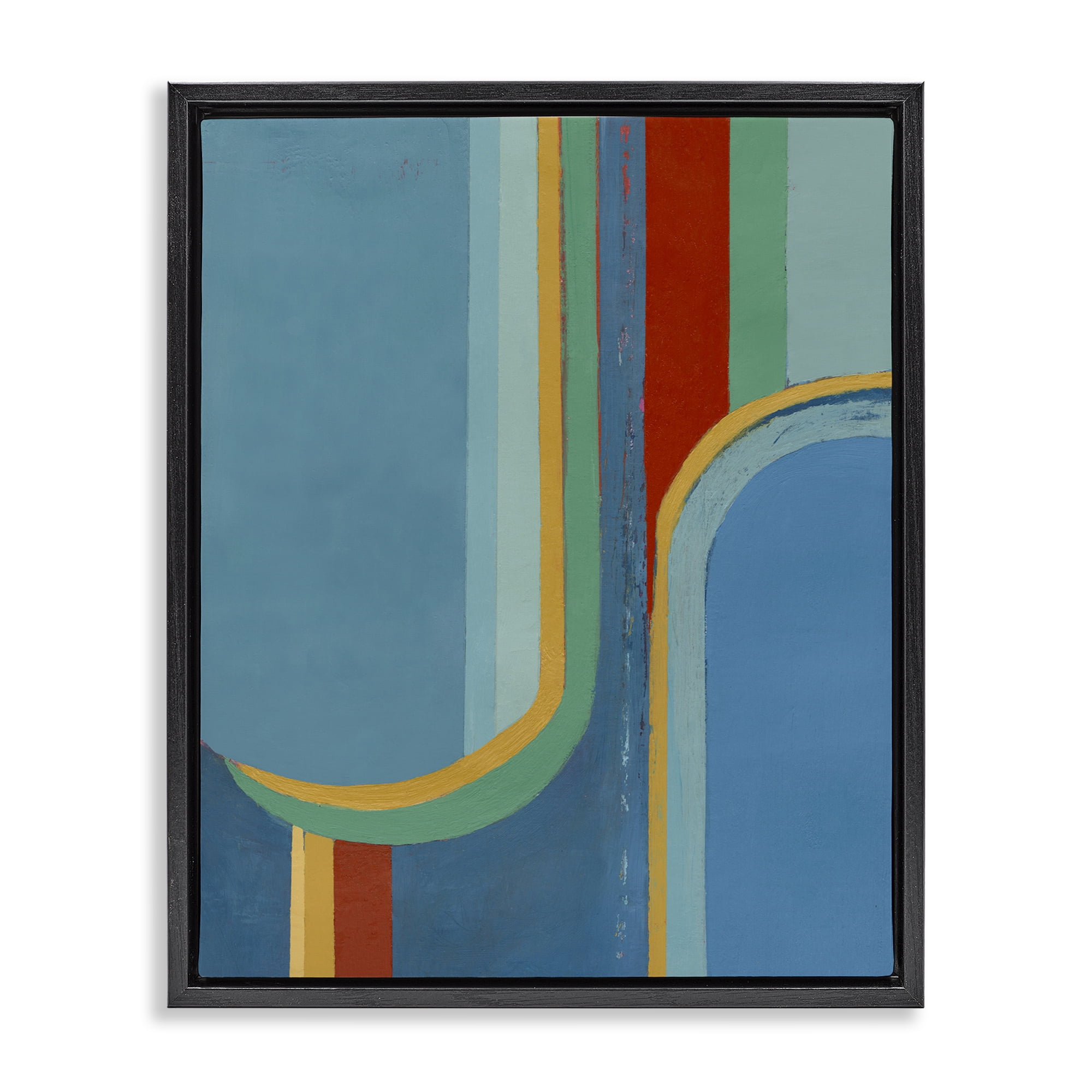 Stupell Industries Blue & Red Arches Abstract Painting Black Floater