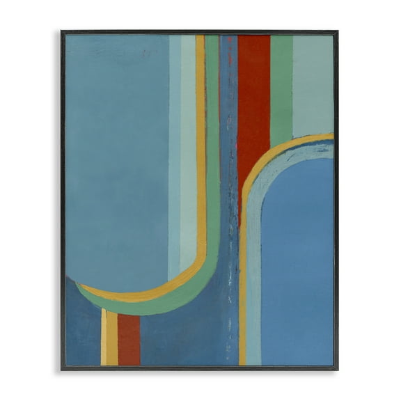 Stupell Industries Blue & Red Arches Abstract Painting Black Framed Art Print Wall Art, 11 x 14