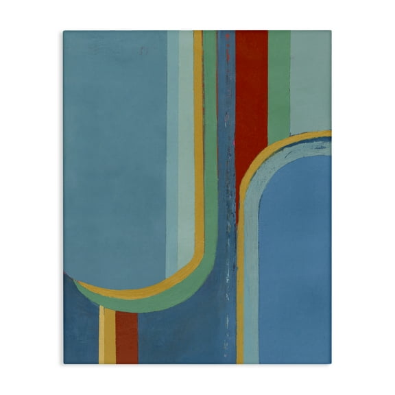Stupell Industries Blue & Red Arches Abstract Painting Gallery Wrapped Canvas Art Print Wall Art, 16 x 20