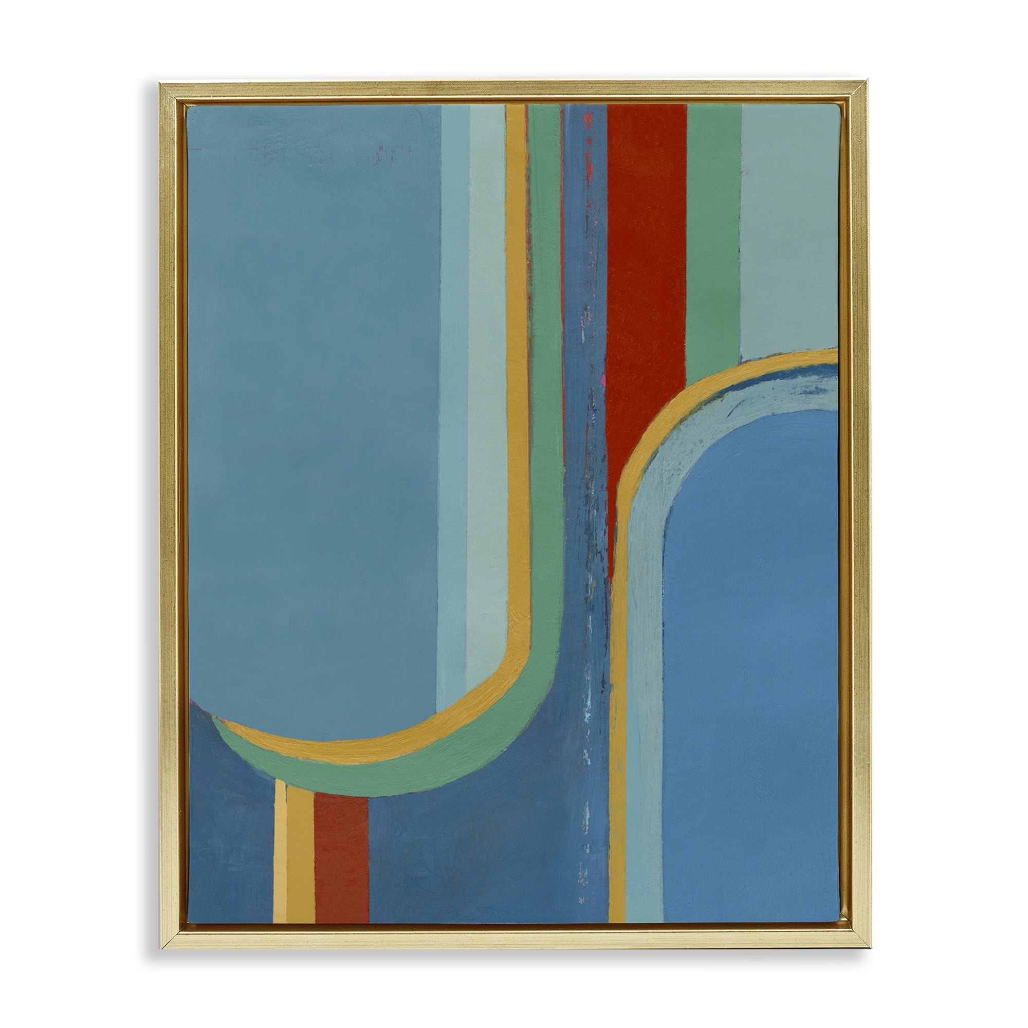 Stupell Industries Blue & Red Arches Abstract Painting Gold Floater Framed Canvas Art Print Wall Art, 17 x 21