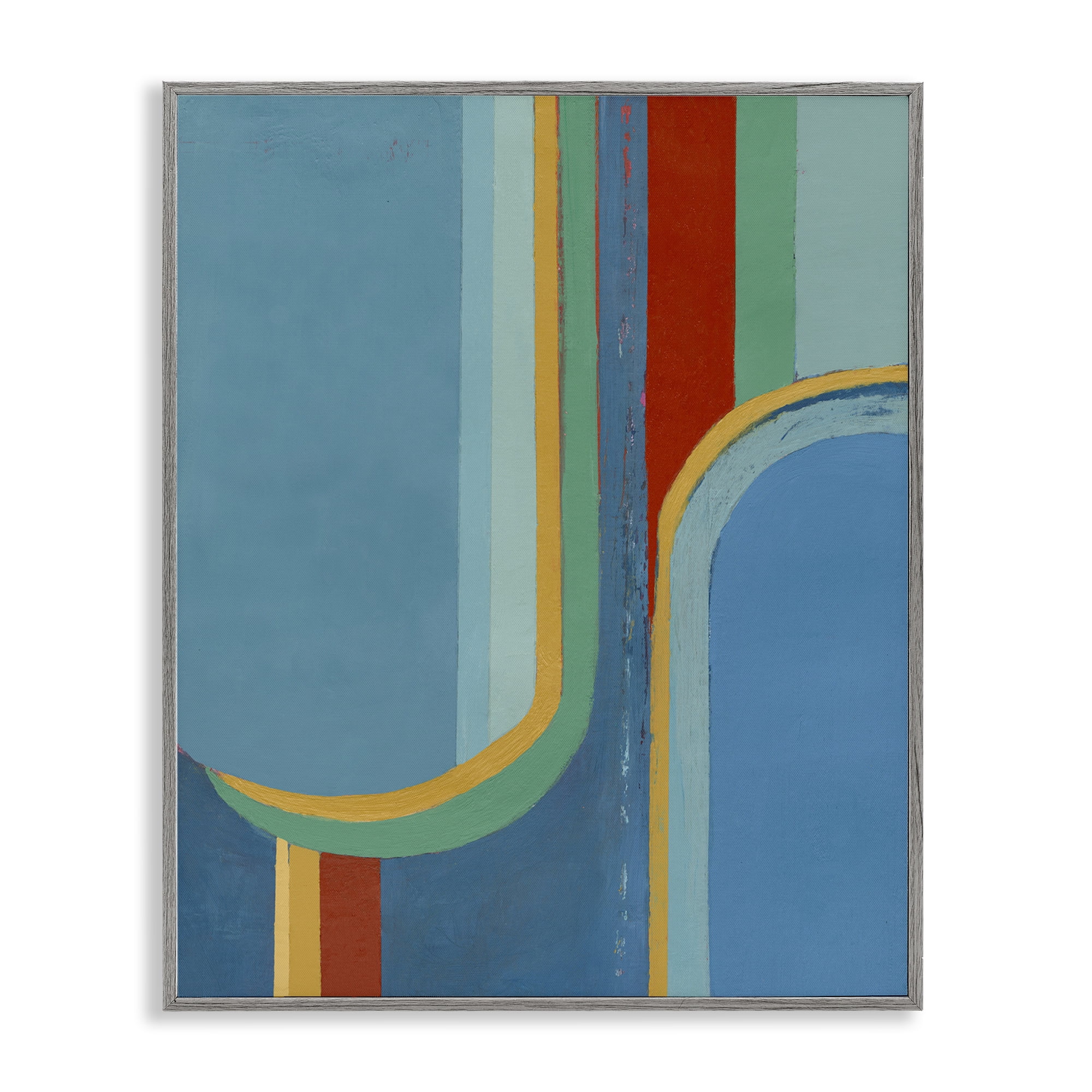 Stupell Industries Blue & Red Arches Abstract Painting Gray Framed Art Print Wall Art, 24 x 30