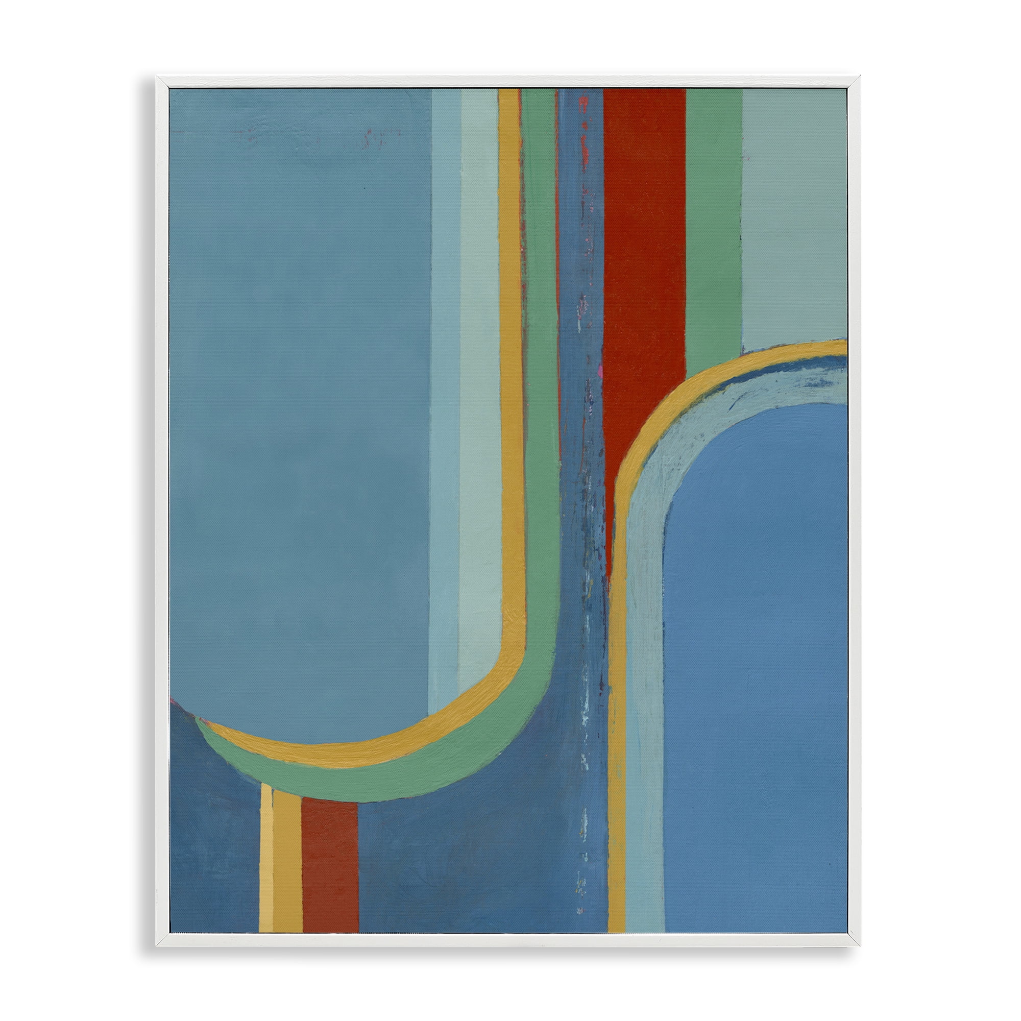 Stupell Industries Blue & Red Arches Abstract Painting White Framed Art Print Wall Art, 24 x 30