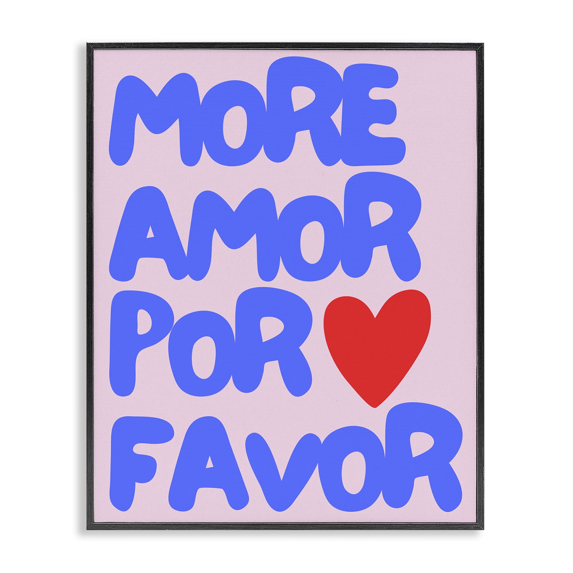 Stupell Industries Blue & Red More Amor Text & Numbers Painting Black Framed Art Print Wall Art, 11 x 14