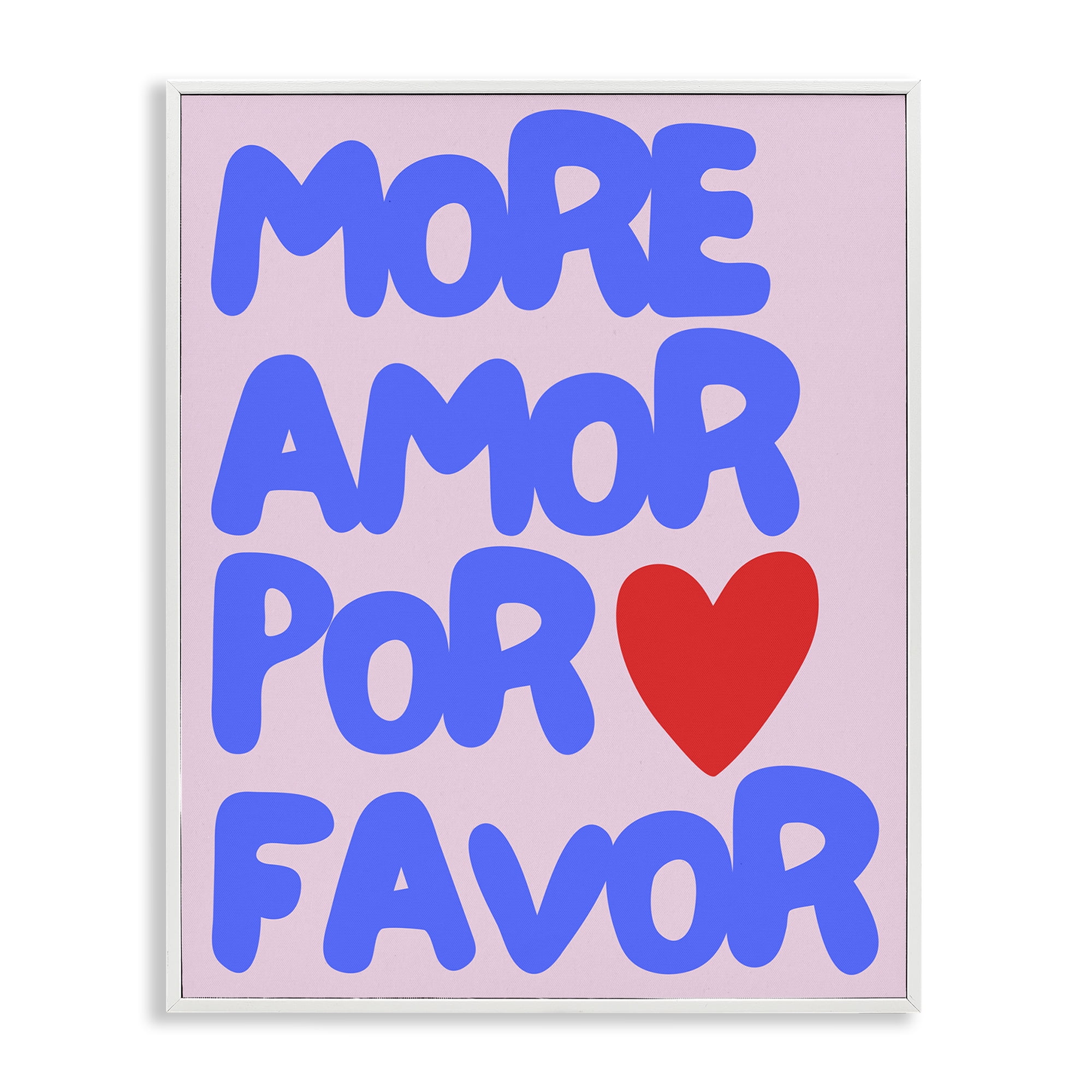 Stupell Industries Blue & Red More Amor Text & Numbers Painting White Framed Art Print Wall Art, 16 x 20