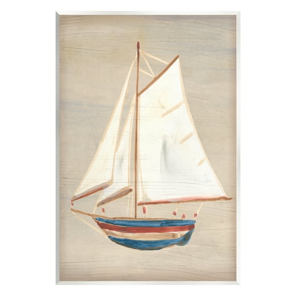Stupell Industries Blue & Red Sailboat Transportation Painting Unframed Art Print Wall Art, 10 x 15