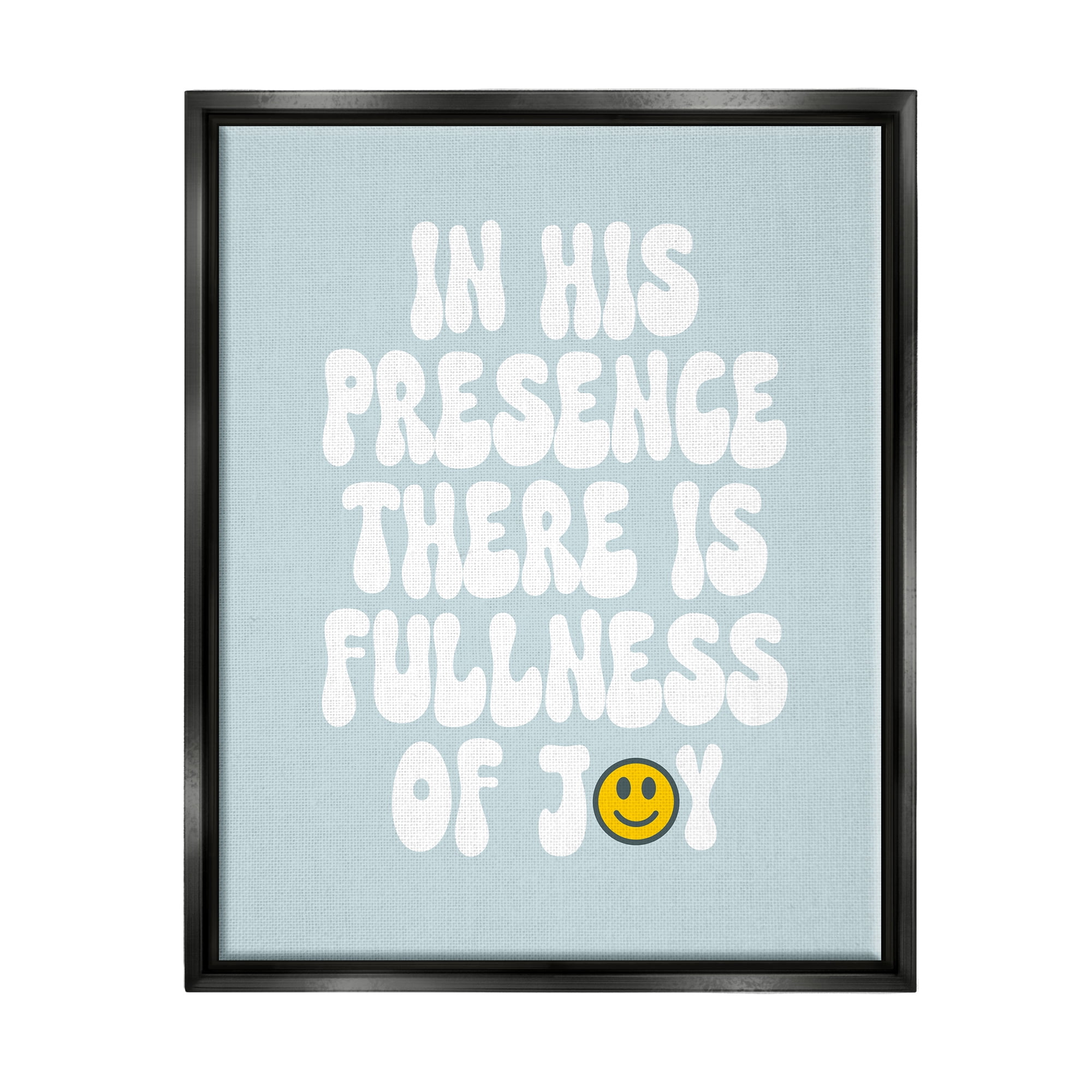 Stupell Industries Blue Religious Phrase Inspirational Painting Black Floater Framed Canvas Art Print Wall Art, 25 x 31