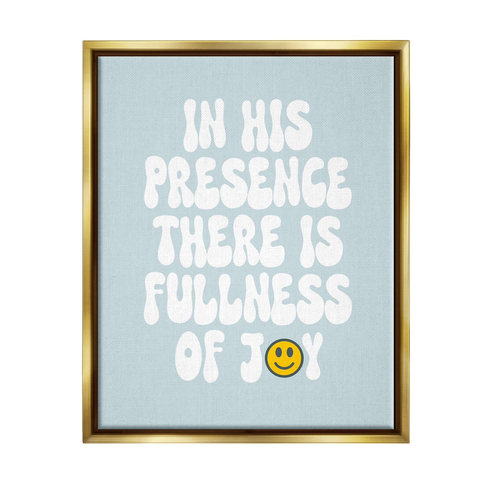 Stupell Industries Blue Religious Phrase Inspirational Painting Gold Floater Framed Canvas Art Print Wall Art, 17 x 21