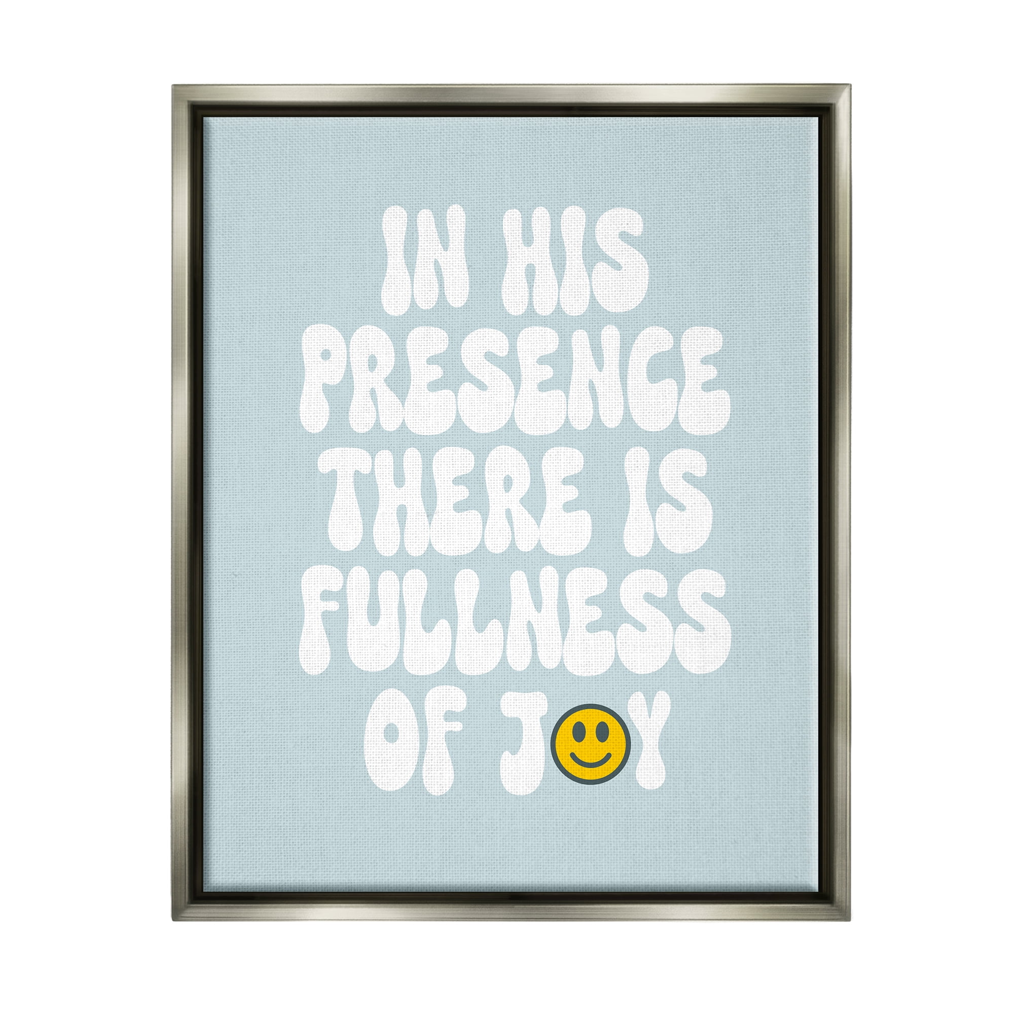 Stupell Industries Blue Religious Phrase Inspirational Painting Gray Floater Framed Canvas Art Print Wall Art, 25 x 31