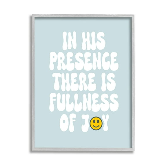 Stupell Industries Blue Religious Phrase Inspirational Painting Gray Framed Art Print Wall Art, 16 x 20