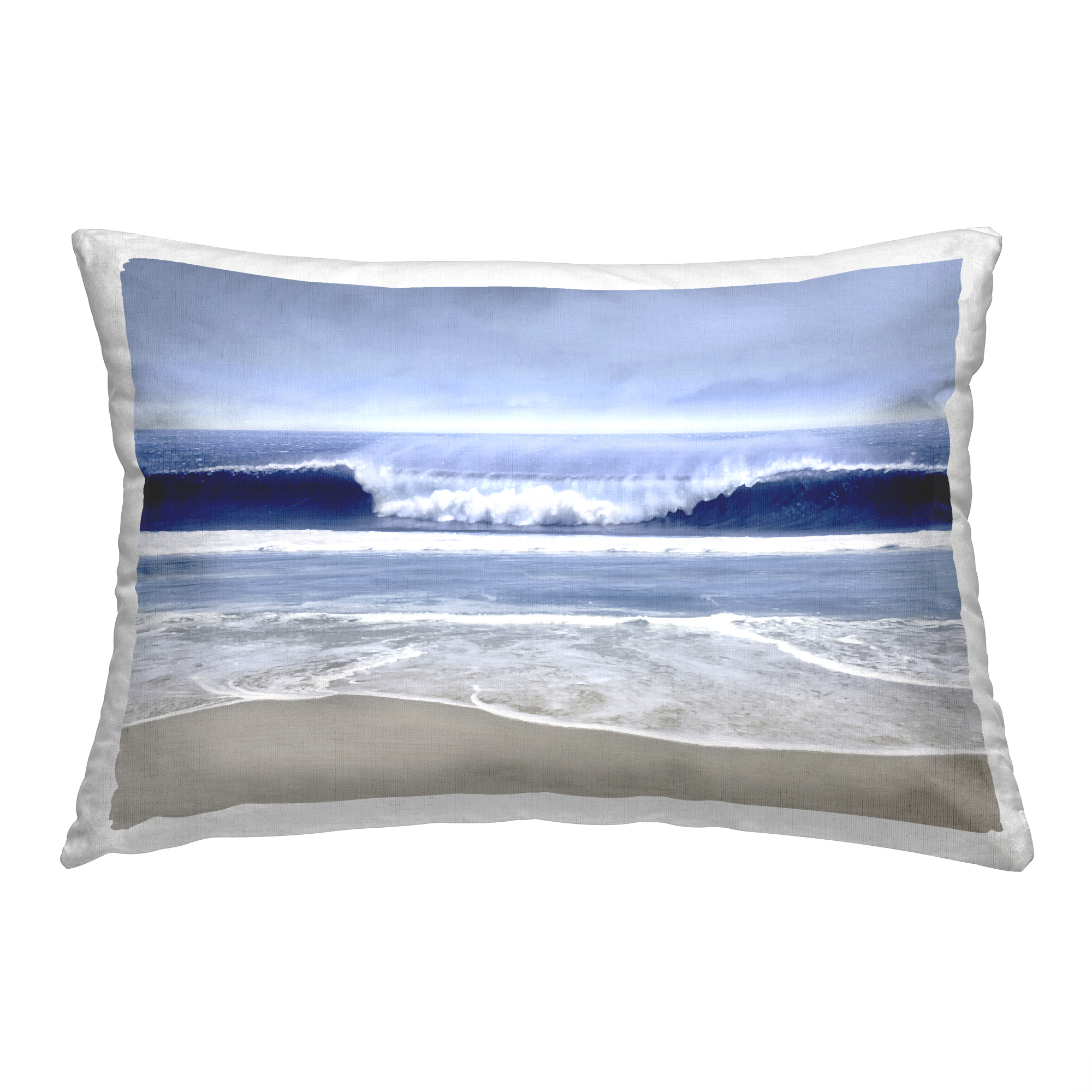 Stupell Industries Blue Rolling Waves Decorative Printed Throw Pillow, 14 x 20
