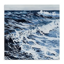 Stupell Industries Blue Rolling Waves Landscape Painting Gallery Wrapped Canvas Art Print Wall Art, 17 x 17
