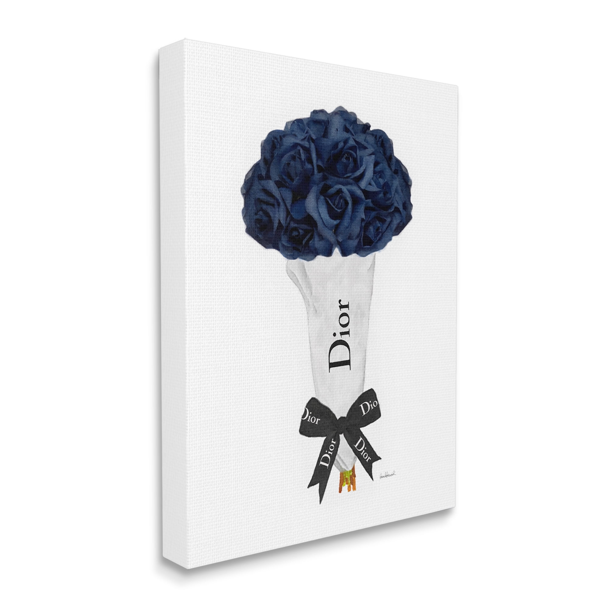 Stupell Industries Blue Rose Floral Bouquet Fashion Glam Bow, 36 x 48, Design by Amanda Greenwood