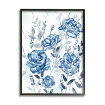 Stupell Industries Blue Rose Garden Abstract Toile Florals Black Framed, 11 x 14, Design by Ziwei Li