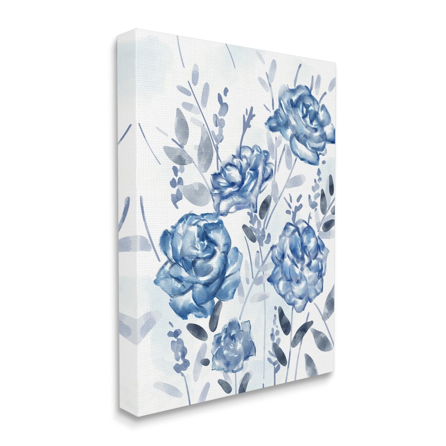 Stupell Industries Blue Rose Garden Abstract Toile Florals Canvas Wall Art, 16 x 20, Design by Ziwei Li
