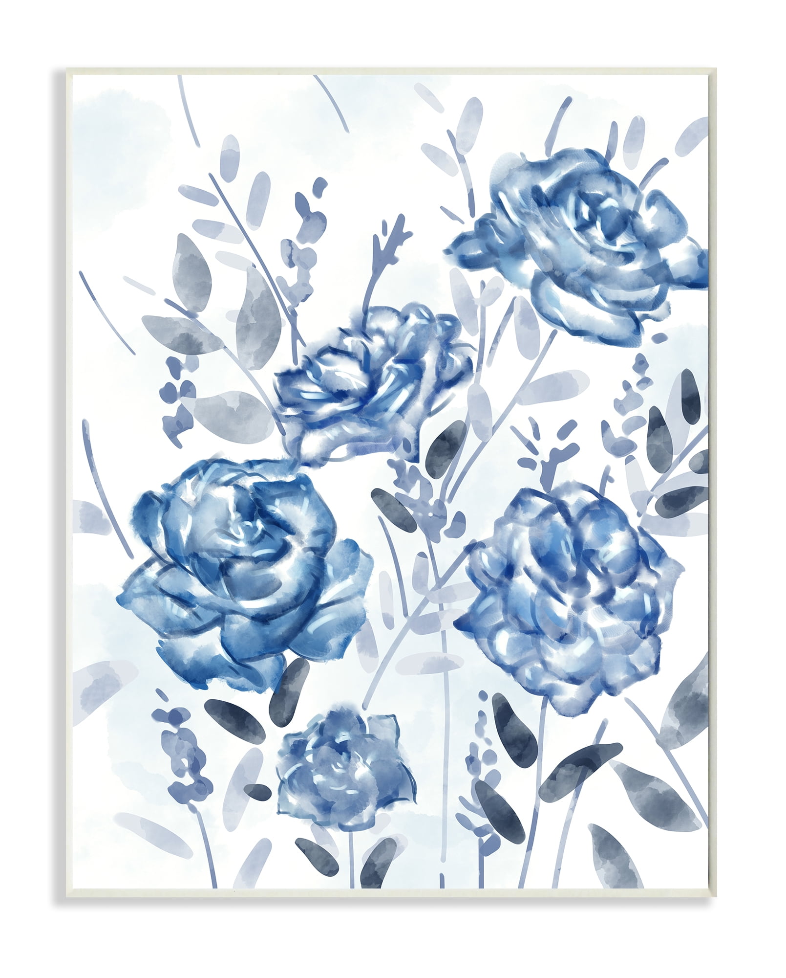 Stupell Industries Blue Rose Garden Abstract Toile Florals Wall Plaque, 13 x 19, Design by Ziwei Li