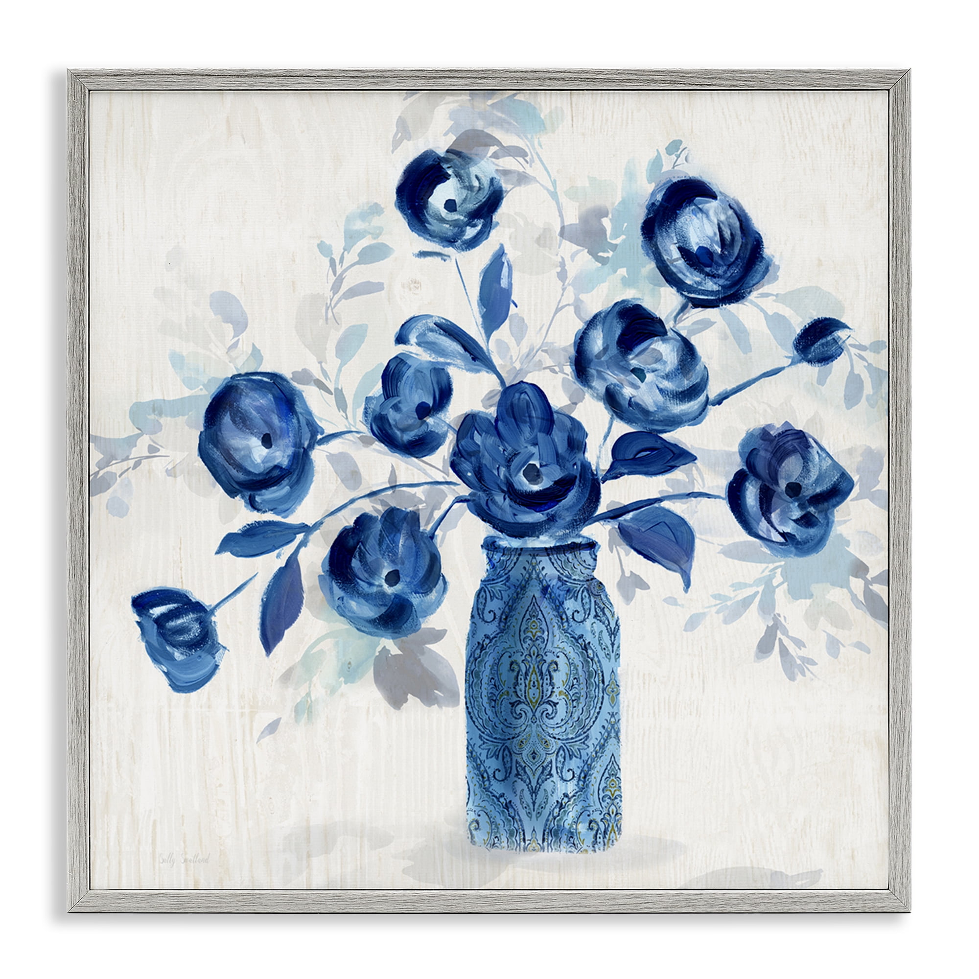 Stupell Industries Leinwandbild „Blue House Flowers“ – 91x91 Cm, Von Julia Purinton