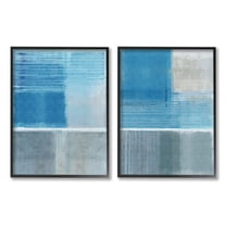 Stupell Industries Blue Rustic Abstraction Abstract Painting Black Framed Art Print Wall Art, 11 x 14