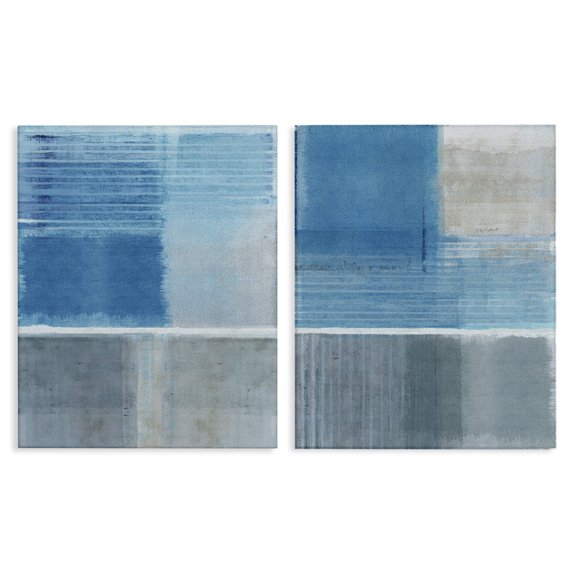 Stupell Industries Contemporary Blue Rustic Abstraction 2pc Canvas Art Set, 16 x 20 each, by Flora Kouta