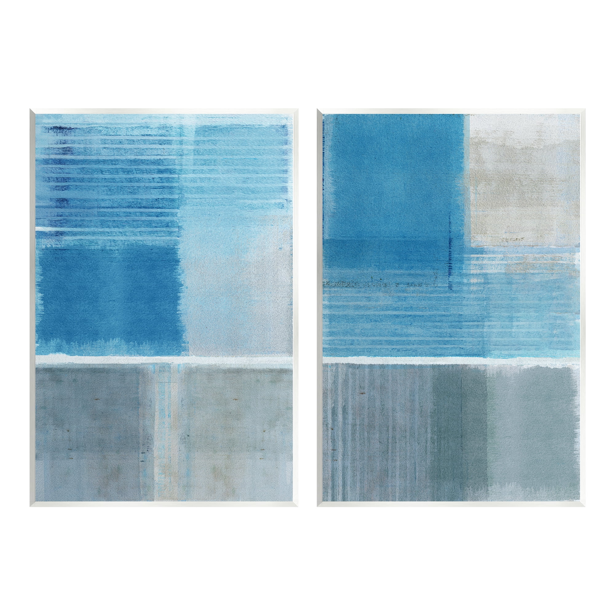 Blue and Gray Rustic Abstract MDF Wood Wall Art Set, 10 x 15