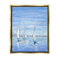 thumbnail image 1 of Stupell Industries Blue Sailboat Fleet Transportation Painting Gold Floater Framed Canvas Art Print Wall Art, 25 x 31, 1 of 10