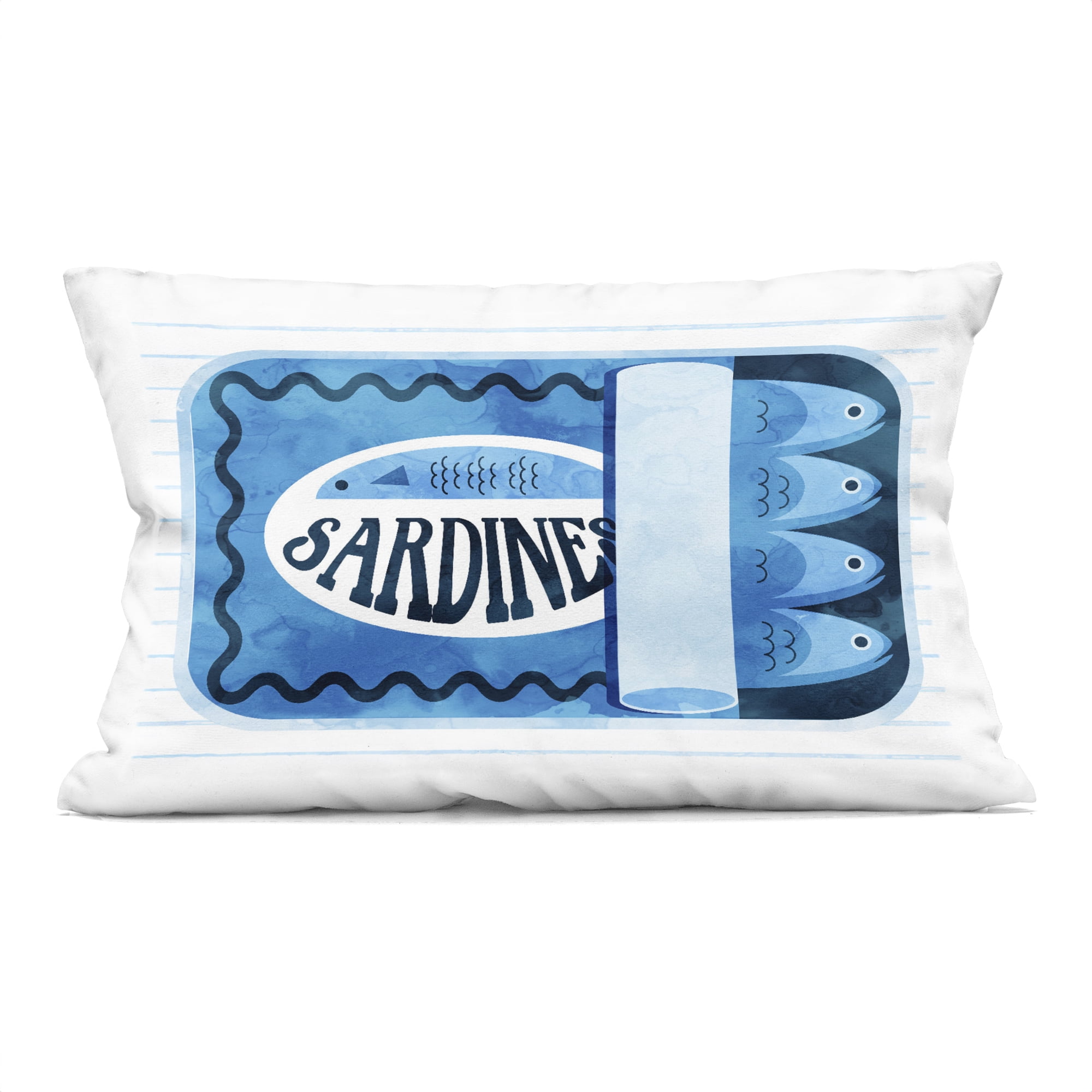 Stupell Industries Blue Sardine Tin Over Stripes Decorative Printed Throw Pillow, design by Daphne Polselli
