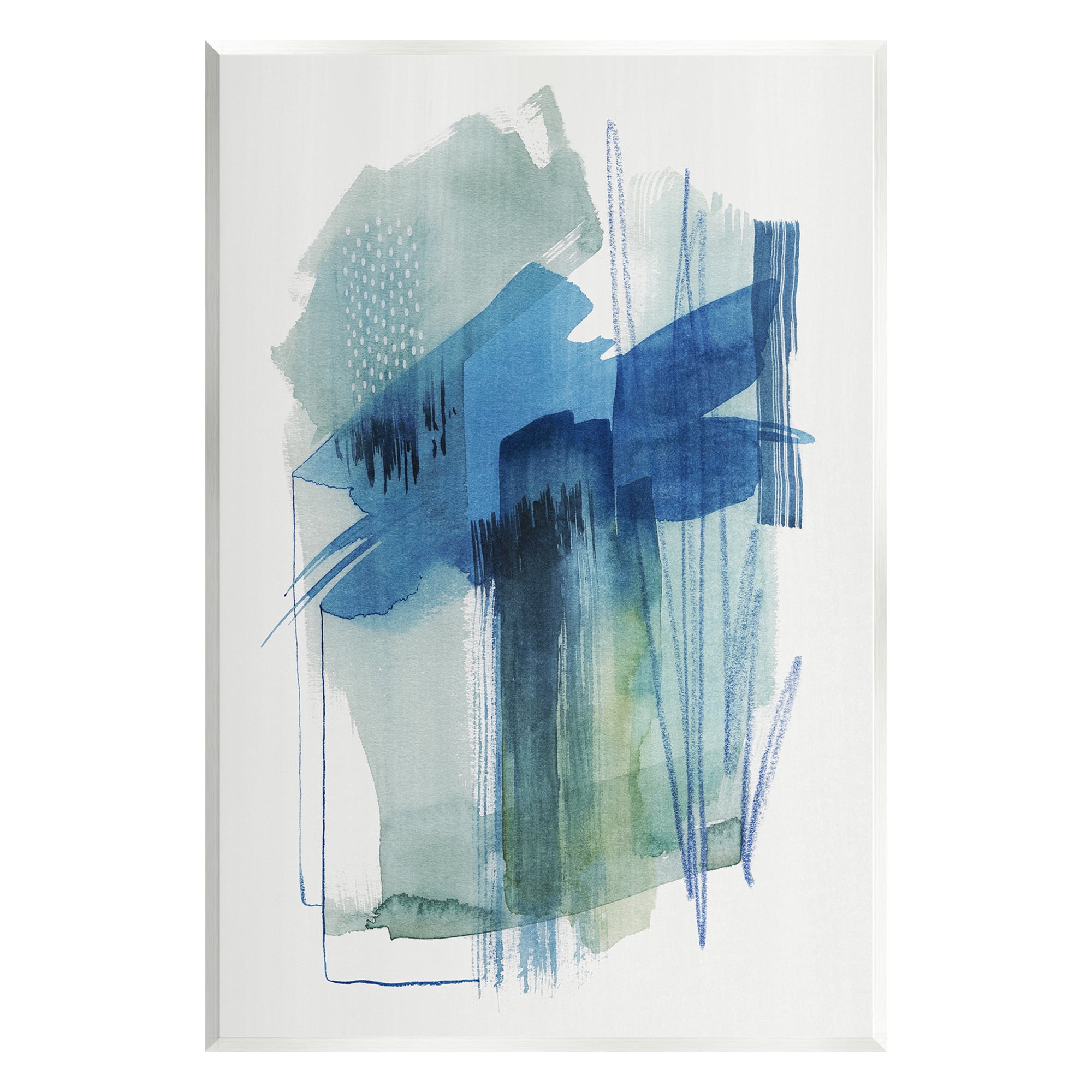 Stupell Industries Blue Scribbles Painting Abstract Painting Unframed Art Print Wall Art, 13 x 19