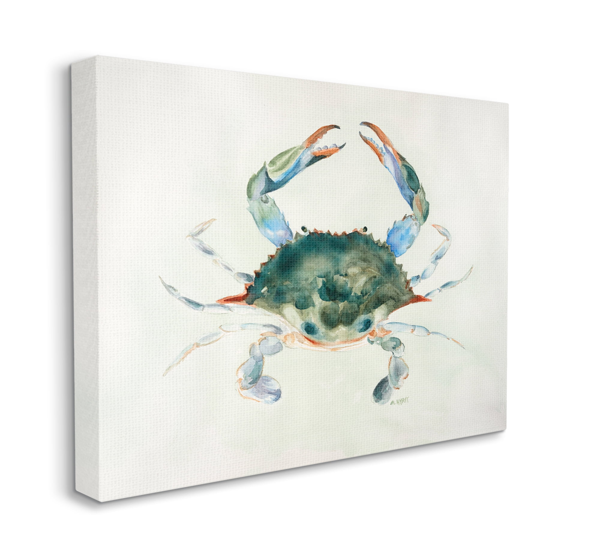 Stupell Industries Blue Sea Crab Over Beige Soft Watercolors Canvas Wall Art, 36 x 48, Design by Melissa Hyatt LLC