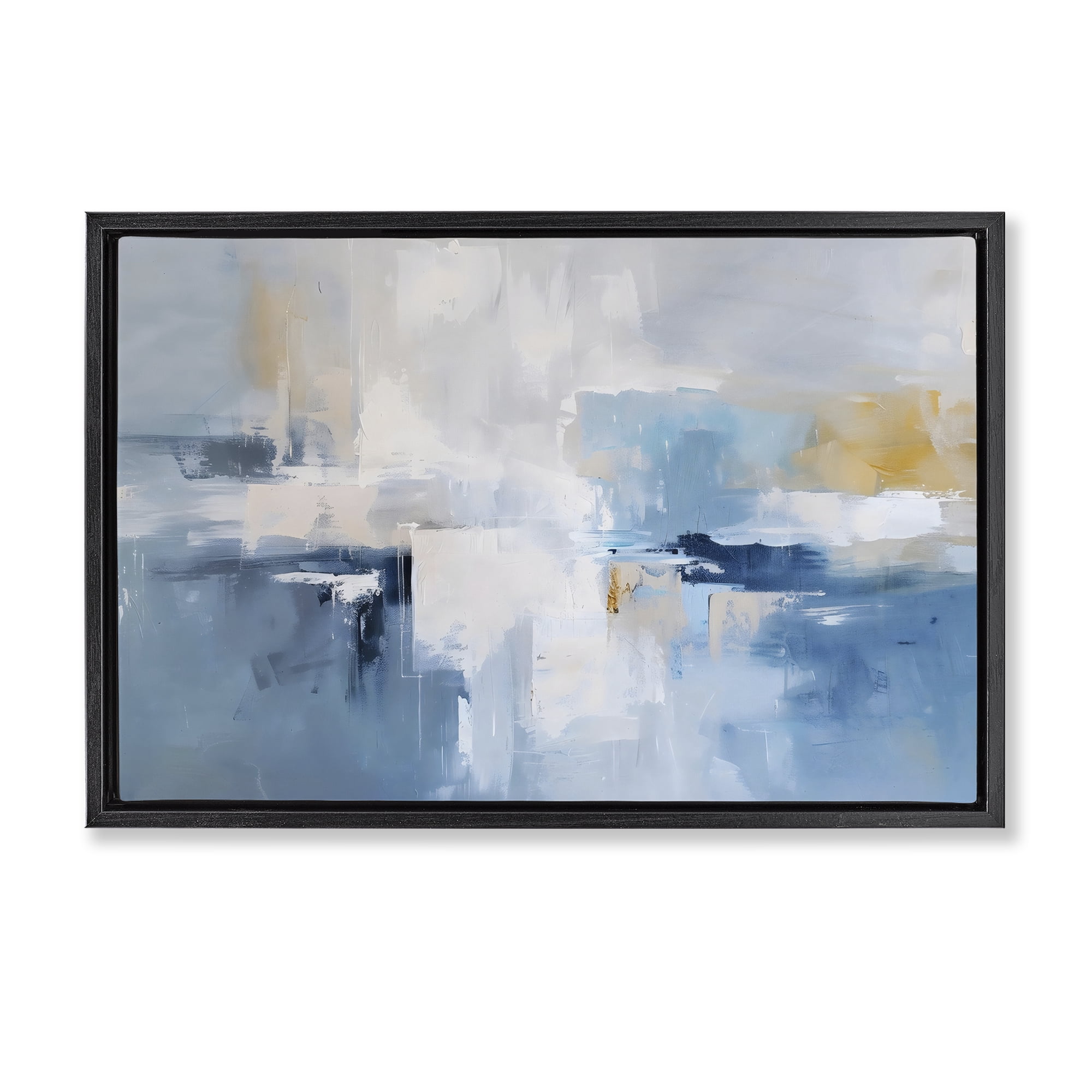 Stupell Industries Blue Sea Mist Horizon Black Framed Floater Canvas Wall Art, design by Creative Studio