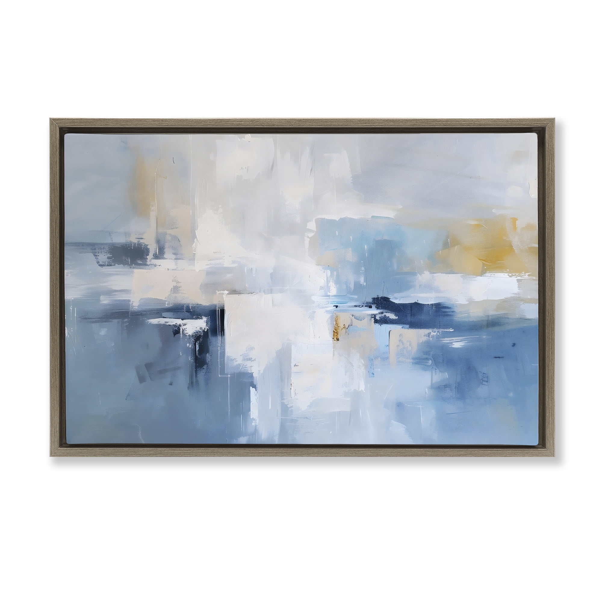 Stupell Industries Blue Sea Mist Horizon Brown Framed Floater Canvas Wall Art, design by Creative Studio