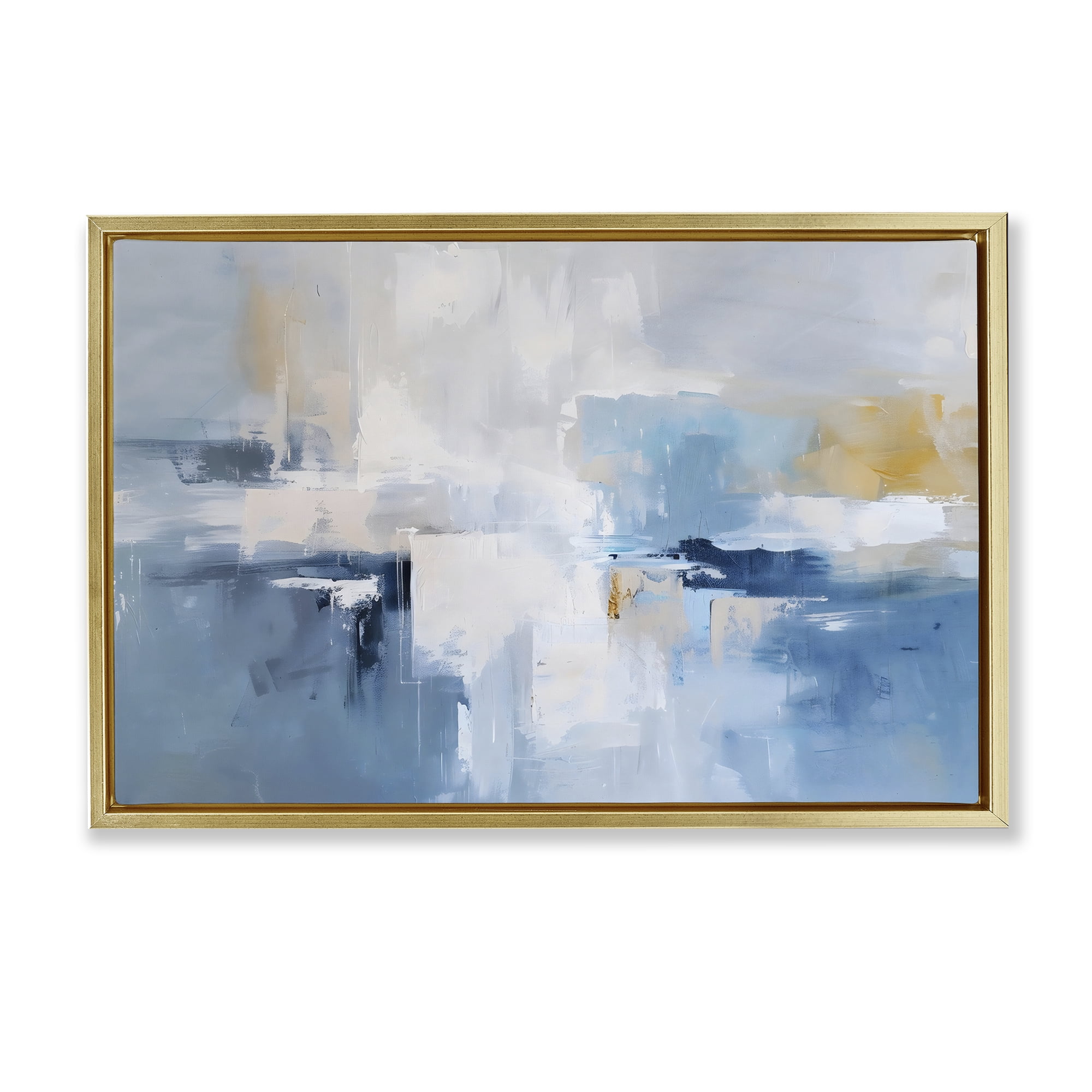 Stupell Industries Blue Sea Mist Horizon Gold Framed Floater Canvas Wall Art, design by Creative Studio