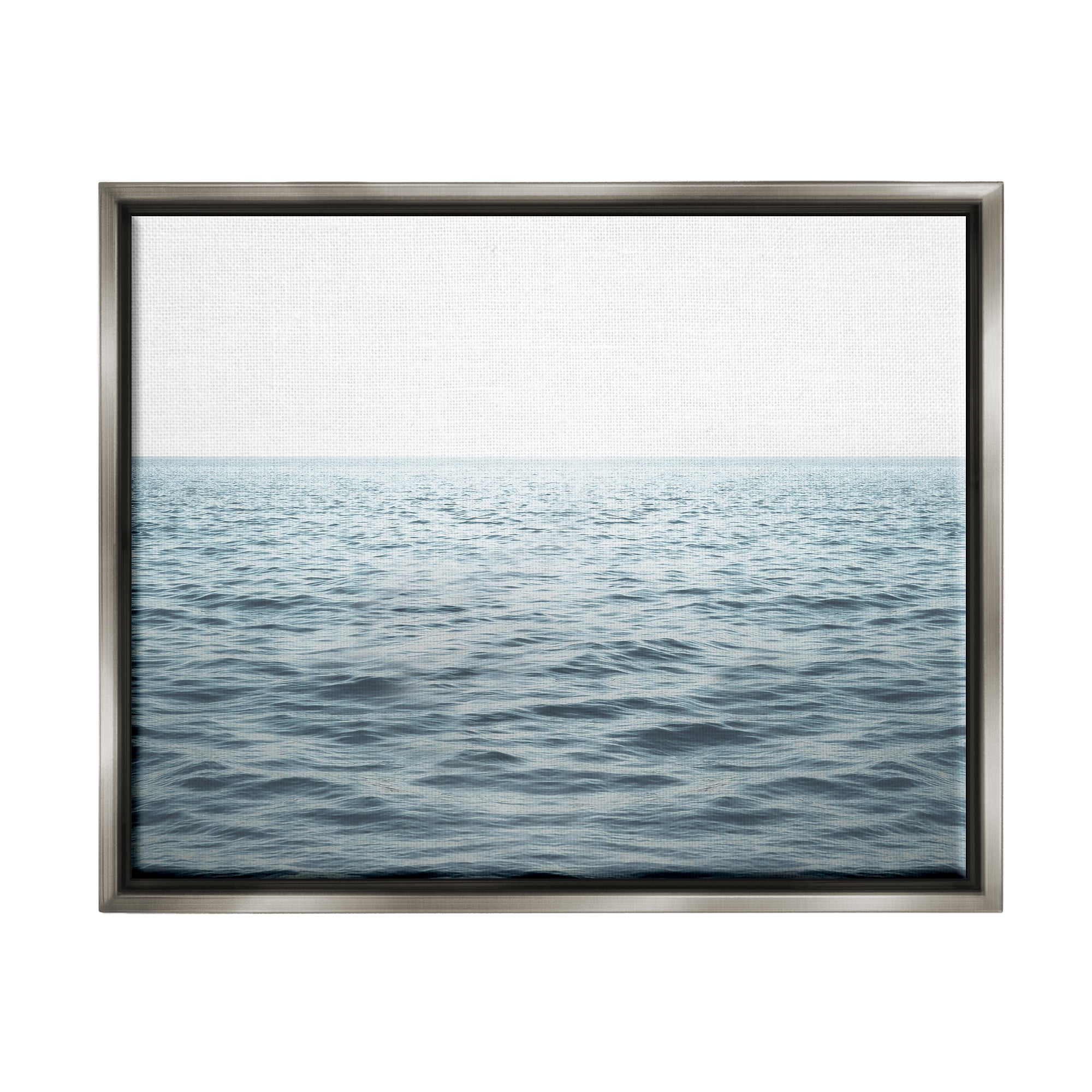 Stupell Industries Blue Sea Waves Photography Nature Photography Gray Floater Framed Art Print Wall Art, 31 x 25