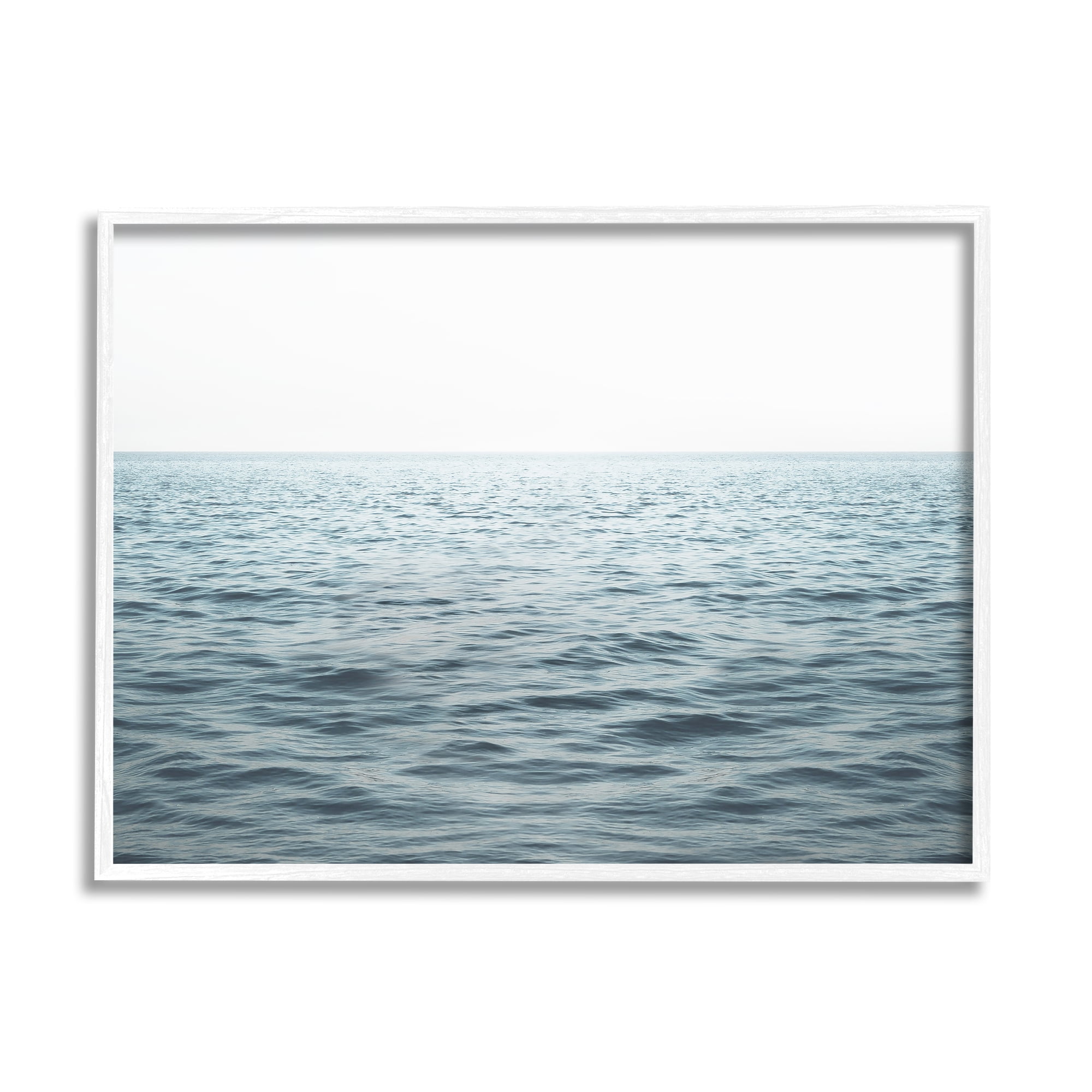 Stupell Industries Blue Sea Waves Photography Nature Photography White Framed Art Print Wall Art, 20 x 16