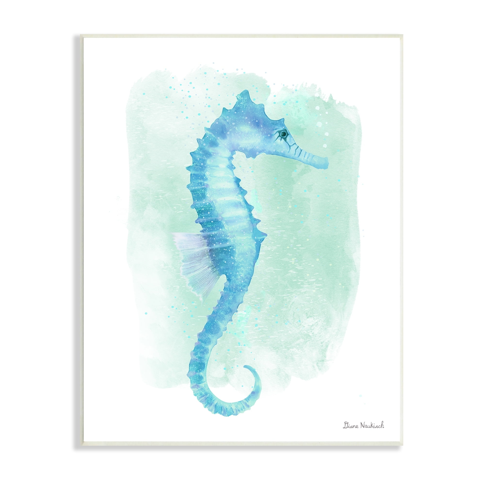 Stupell Industries Blue Seahorse Aquatic Life Subtle Ocean Painting Painting Unframed Art Print Wall Art, Design by Diane Neukirch